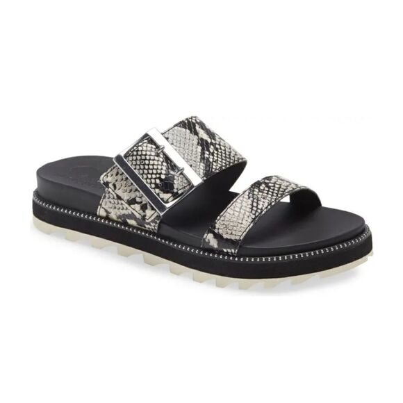 Sorel Roaming Snake Print Buckle Platform Slide - Picture 1 of 9